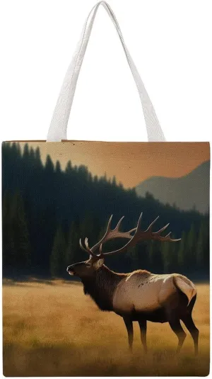 Grocery Bags Elk In The Meadow Bag for Women Lightweight Beach Bag Shoulder Bags for Travel Shopping Work Handbag