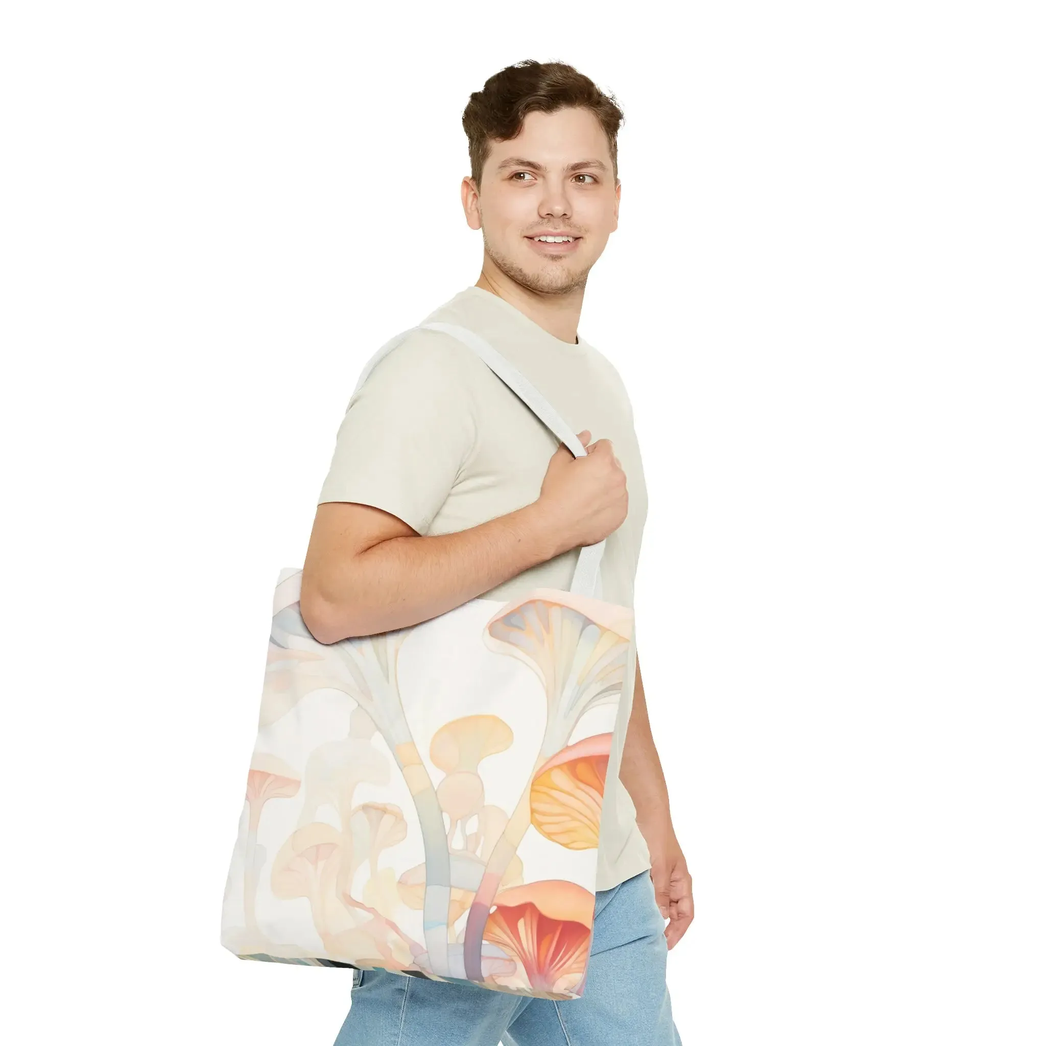 Groovy Rainbow Mushrooms Stained Glass Tote Bag