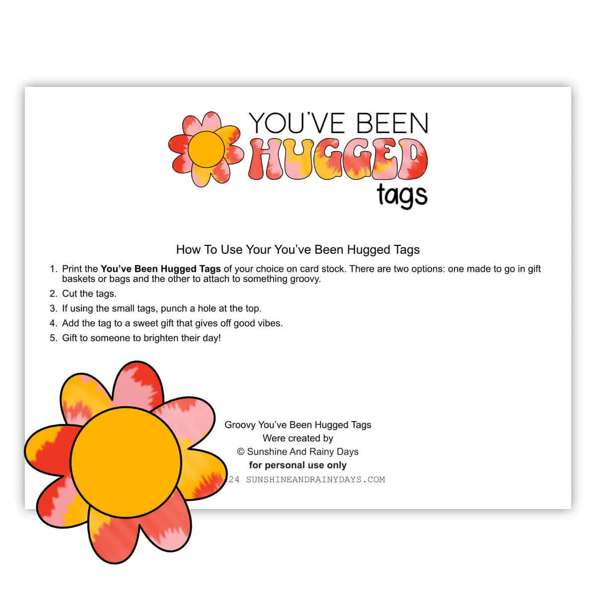 Groovy You've Been Hugged Tags (PDF)