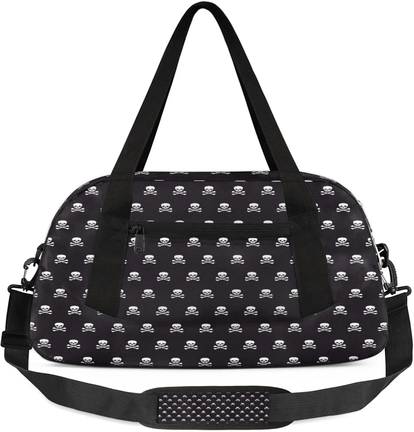 Grunge Skulls Pattern Kids Duffel Bag Lightweight Waterproof Sports Gym Bag with Front Zipper Pocket Foldable Weekender Overnight Bag for School Practice Gymnastic Ballet