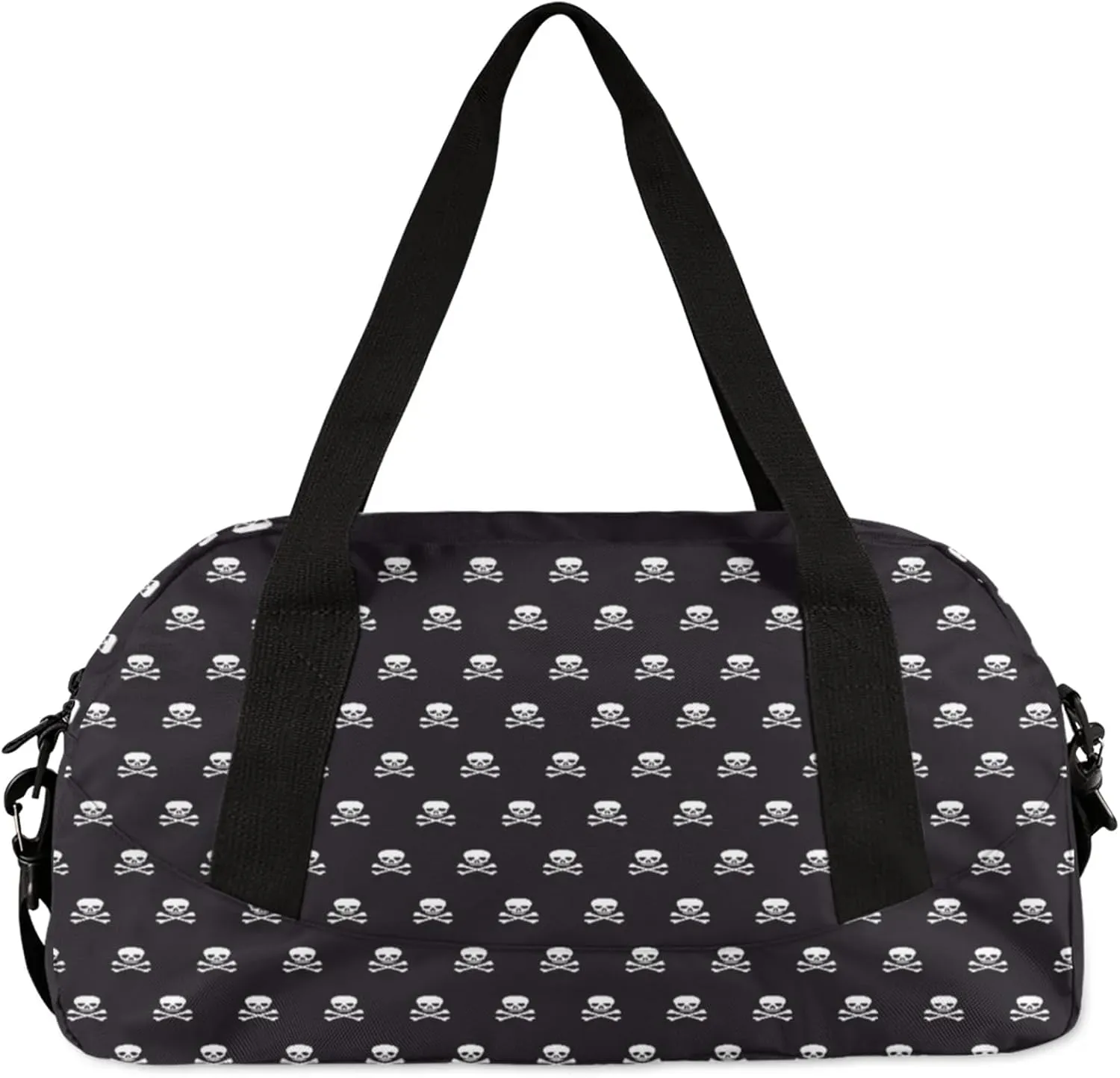 Grunge Skulls Pattern Kids Duffel Bag Lightweight Waterproof Sports Gym Bag with Front Zipper Pocket Foldable Weekender Overnight Bag for School Practice Gymnastic Ballet