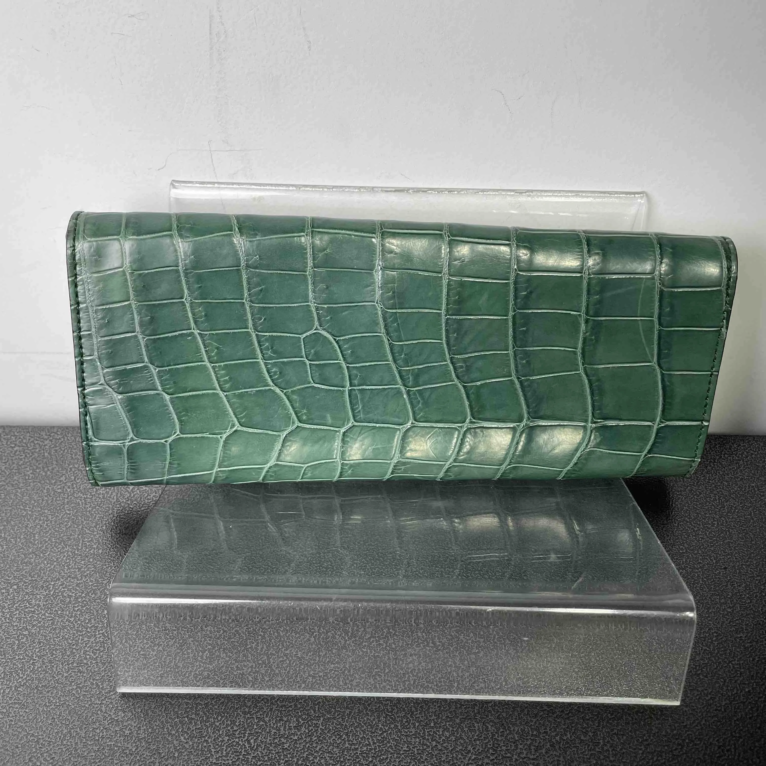 Gucci Crocodile Leather Wallet Green Horsebit