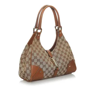 Gucci GG Canvas Nailhead Jackie Shoulder Bag (SHG-33693)