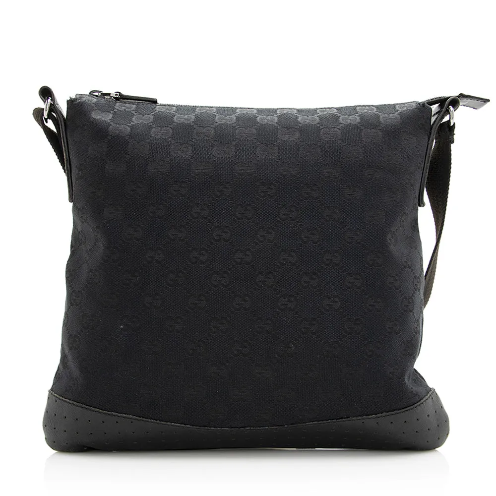 Gucci GG Canvas Perforated Leather Messenger Bag (SHF-20533)