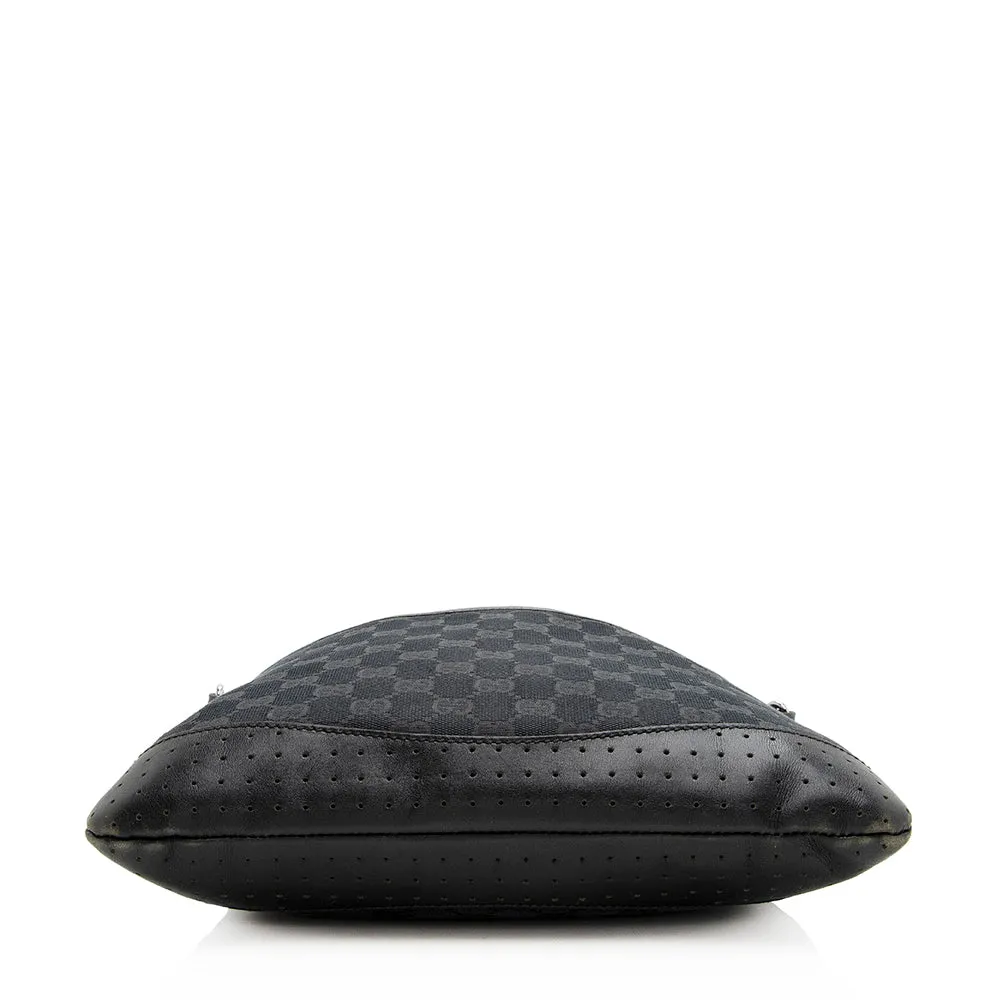 Gucci GG Canvas Perforated Leather Messenger Bag (SHF-20533)