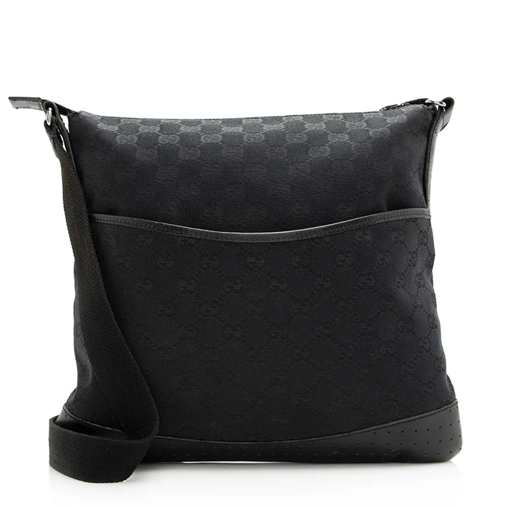 Gucci GG Canvas Perforated Leather Messenger Bag (SHF-20533)