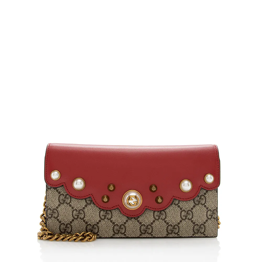 Gucci GG Supreme Peony Mini Wallet on Chain Bag (SHF-18447)