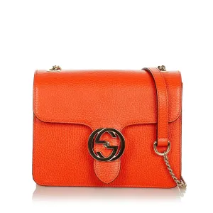 Gucci Interlocking G Chain Leather Crossbody Bag (SHG-26536)
