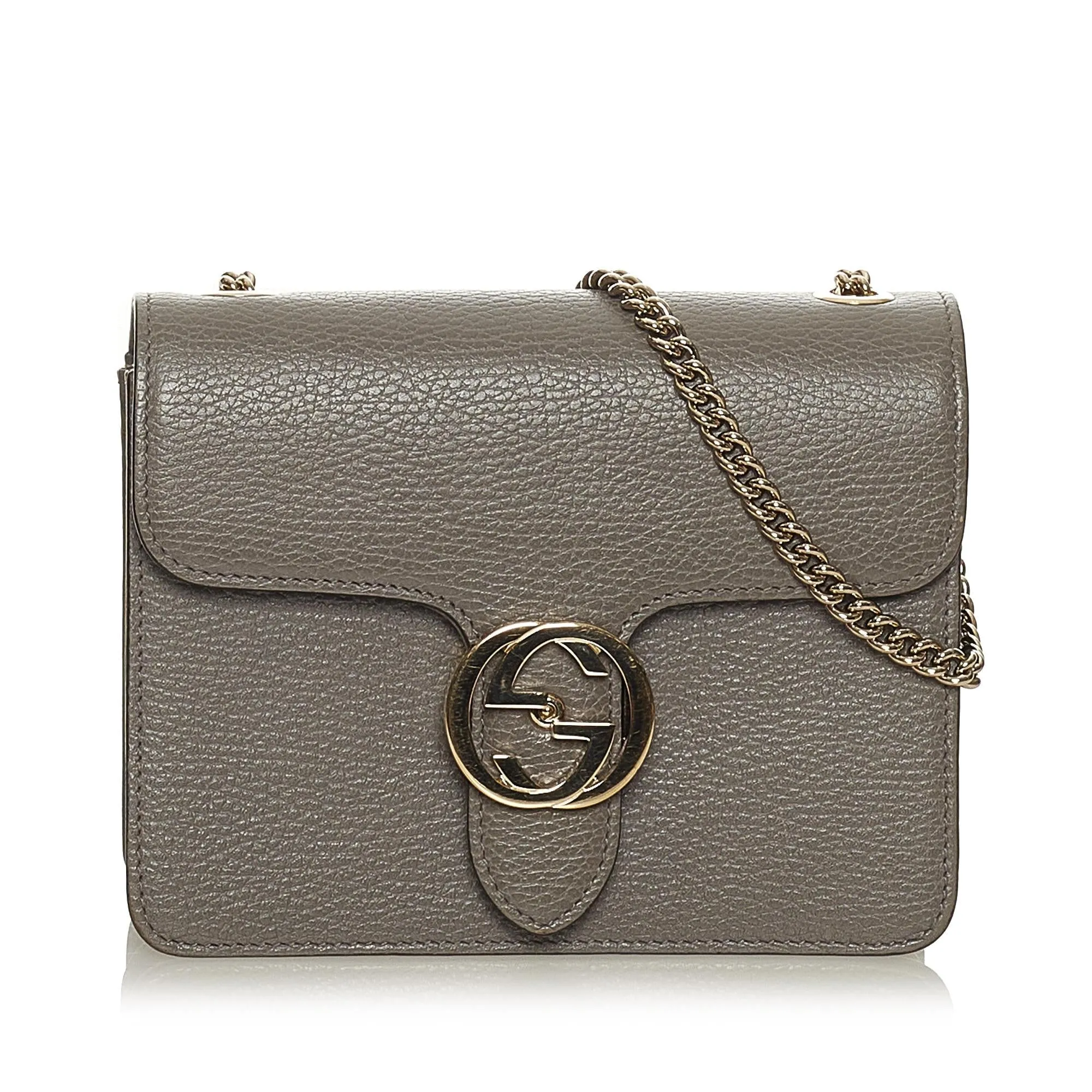 Gucci Interlocking G Chain Leather Crossbody Bag (SHG-27682)