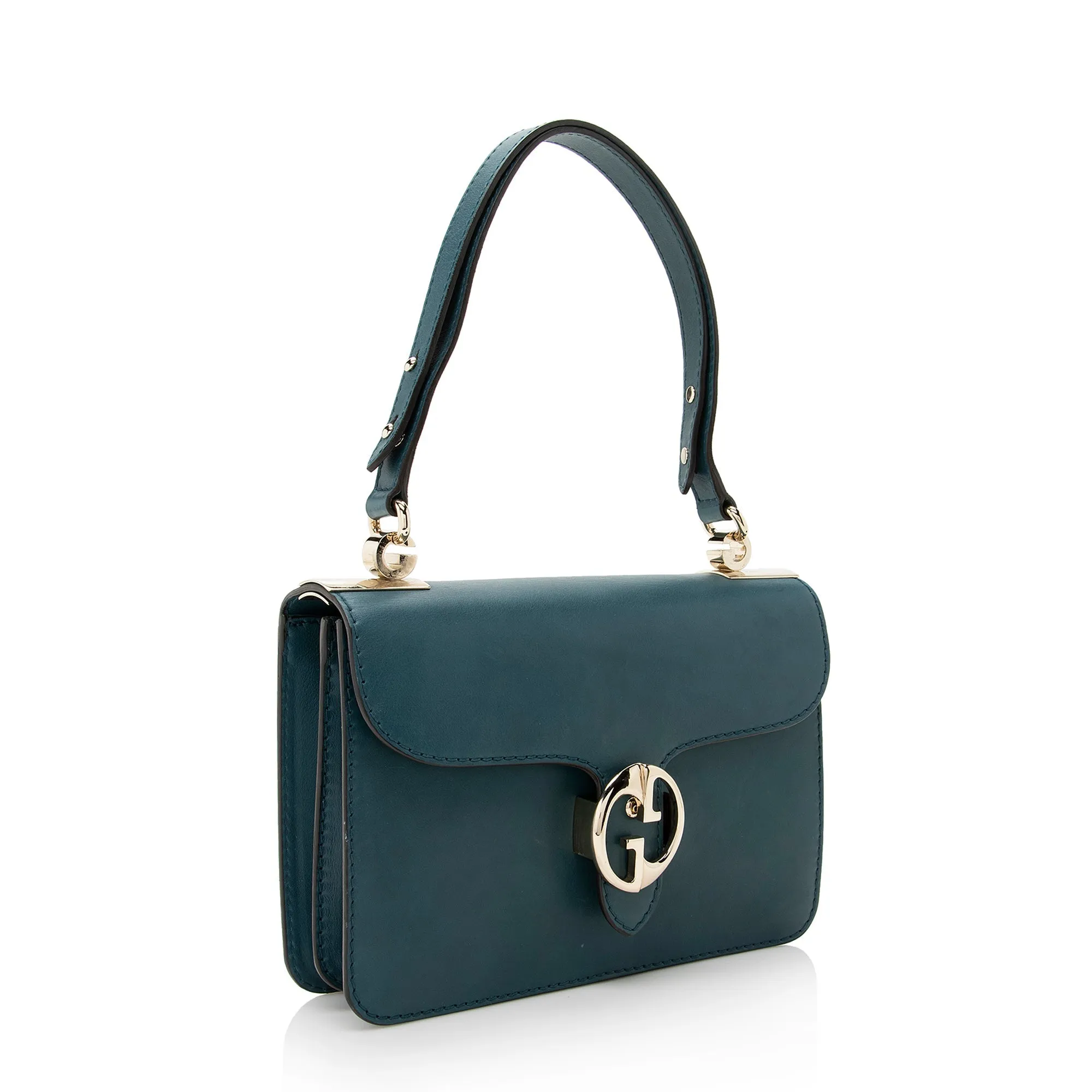 Gucci Leather 1973 Flap Medium Shoulder Bag (SHF-22205)