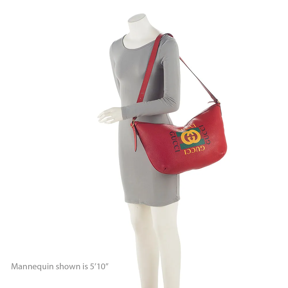 Gucci Leather Logo Half Moon Messenger Bag (SHF-21798)