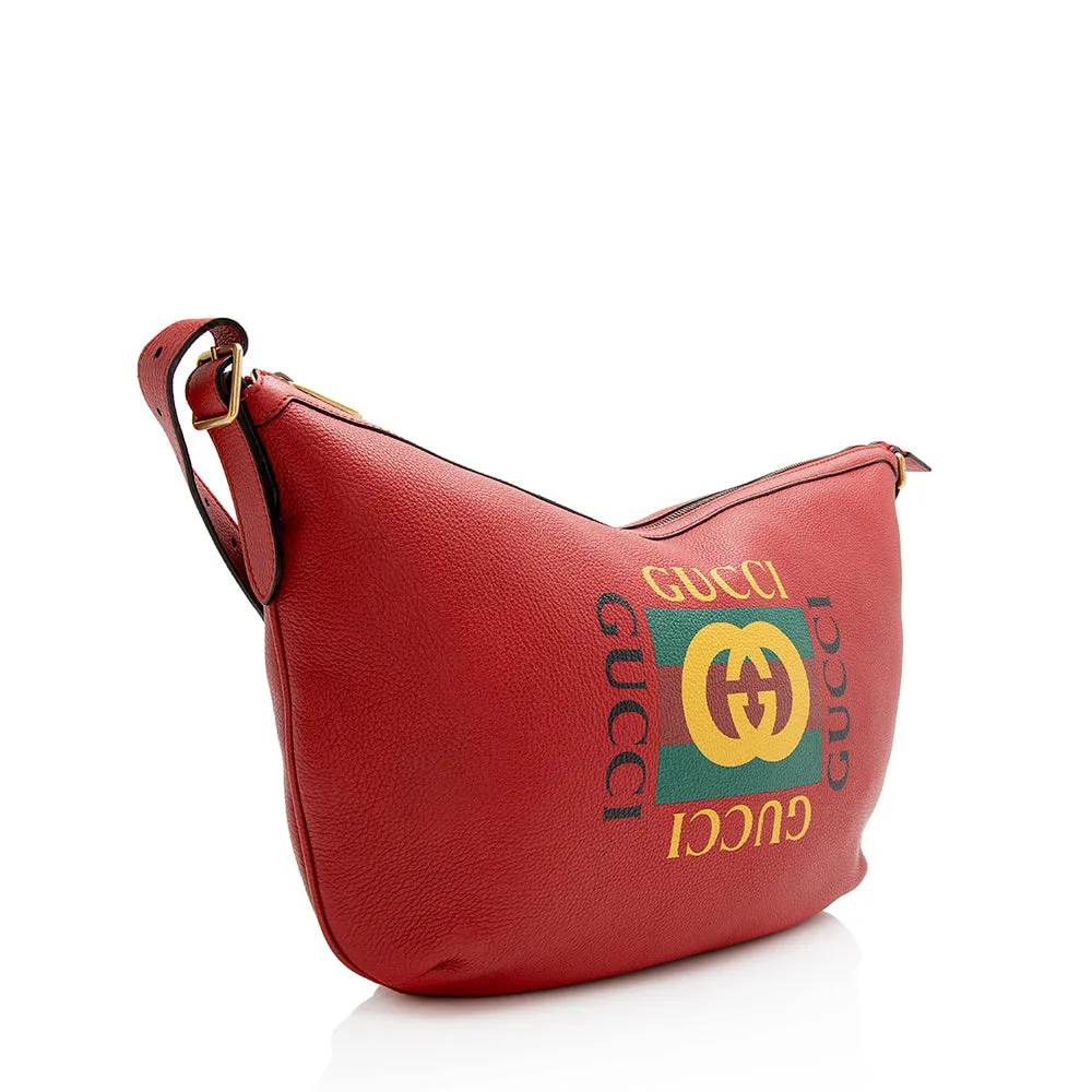 Gucci Leather Logo Half Moon Messenger Bag (SHF-21798)