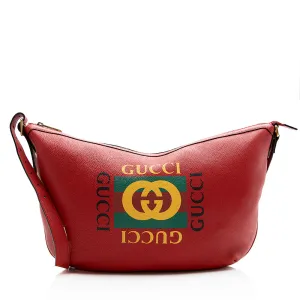 Gucci Leather Logo Half Moon Messenger Bag (SHF-21798)