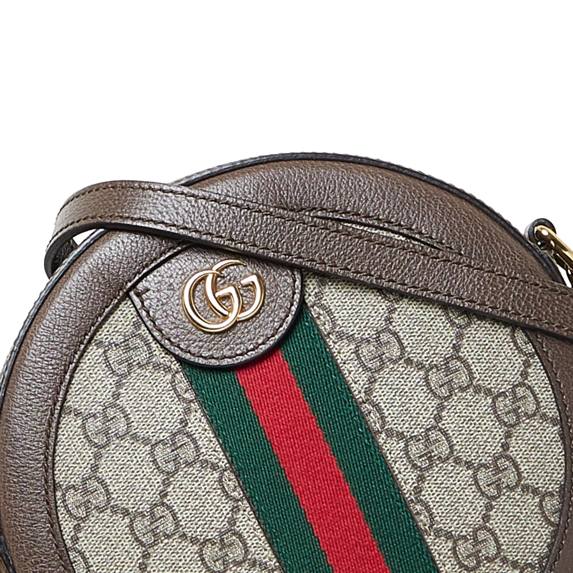 Gucci Mini GG Supreme Round Ophidia Crossbody (SHG-Q0Y51W)
