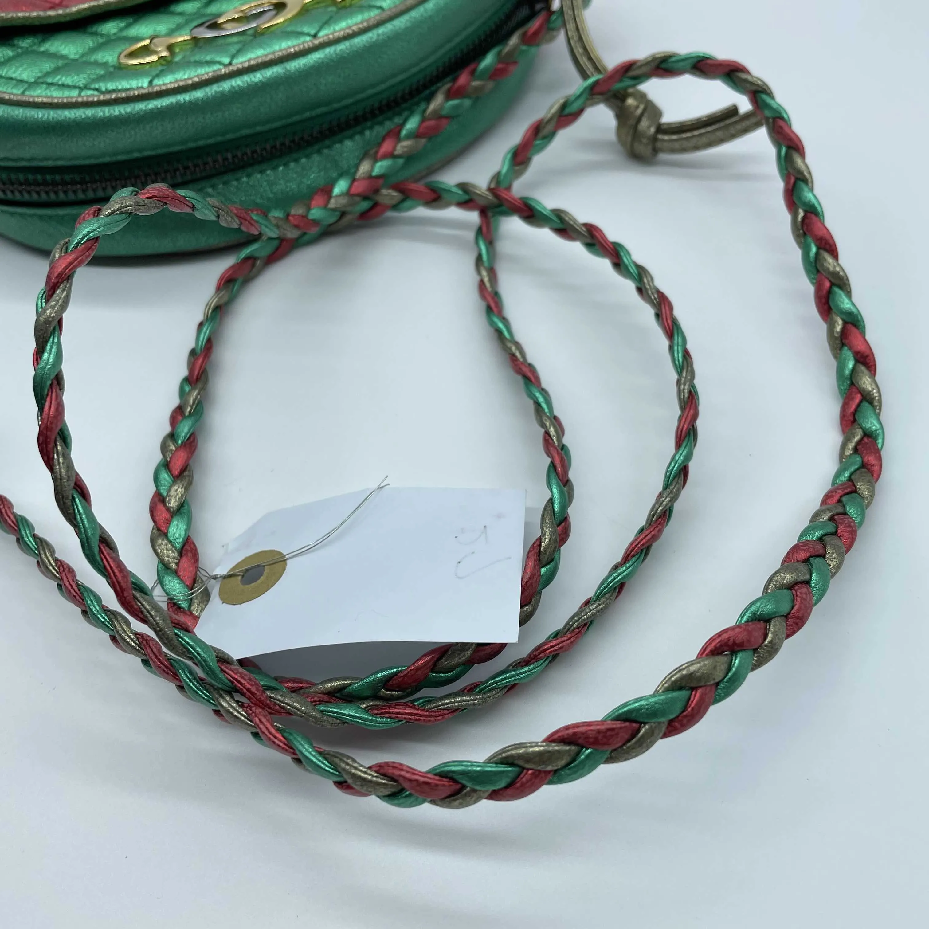 Gucci Preloved Leather Shoulder Bag h204-27 Red/Green