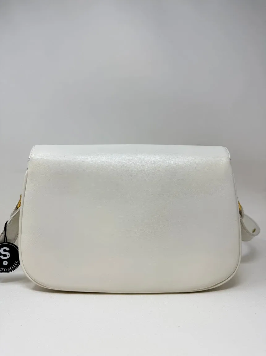 Gucci White Leather Horsebit Bag Medium
