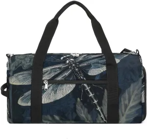 Gym Bag Dragonfly Perched Pattern Duffel Bag for Men Women Travel Overnight Bag with Shoe Compartment Workout Bags