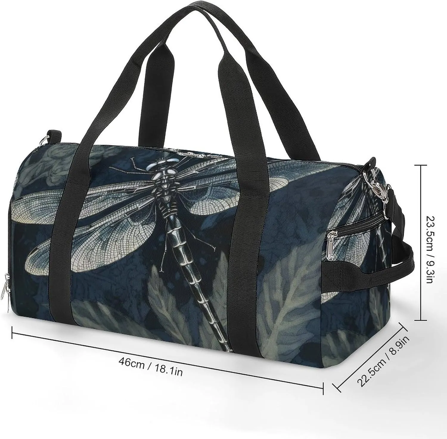 Gym Bag Dragonfly Perched Pattern Duffel Bag for Men Women Travel Overnight Bag with Shoe Compartment Workout Bags