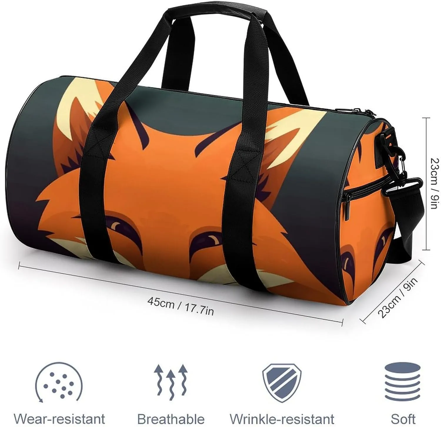 Gym Bag for Men Women A Fox Image Duffel Bag Overnight Bag with Compartment Gym Sackpac