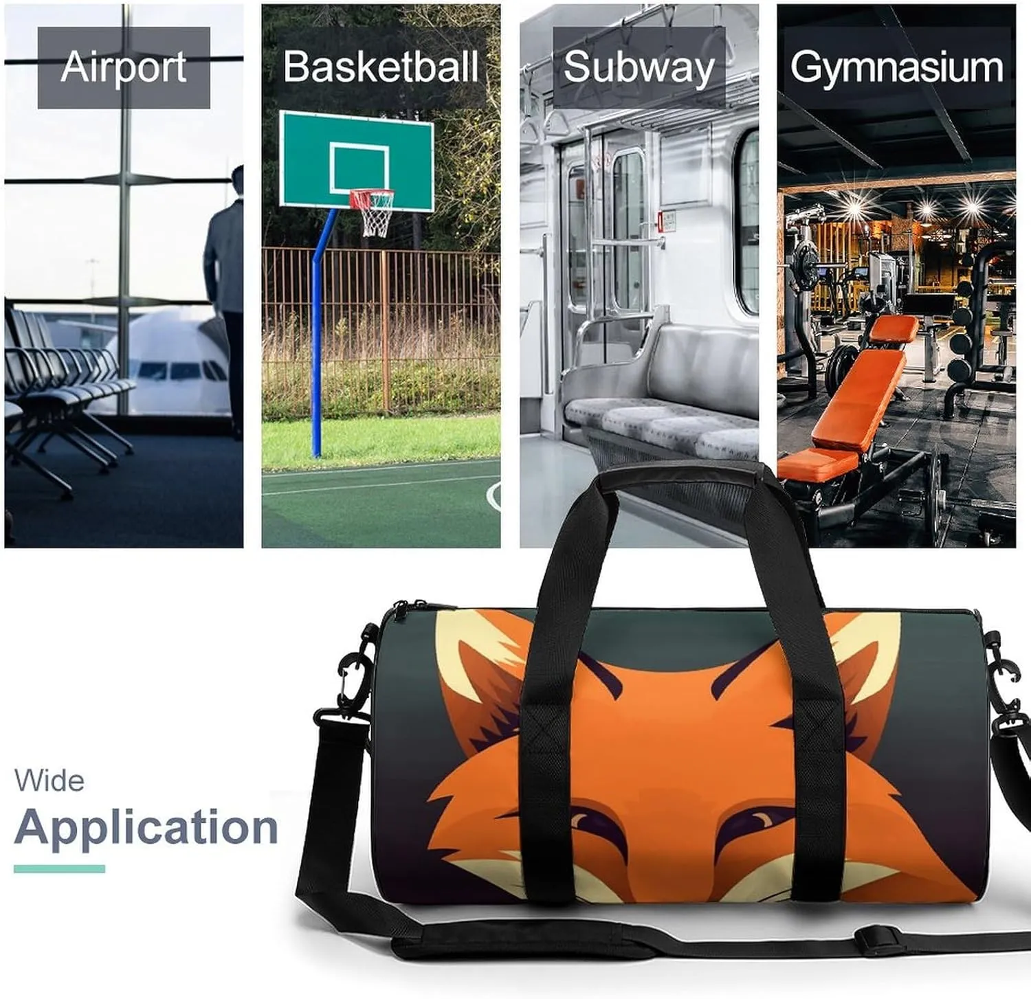 Gym Bag for Men Women A Fox Image Duffel Bag Overnight Bag with Compartment Gym Sackpac