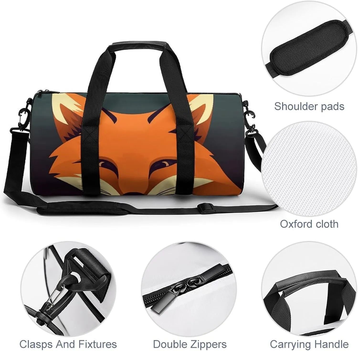 Gym Bag for Men Women A Fox Image Duffel Bag Overnight Bag with Compartment Gym Sackpac