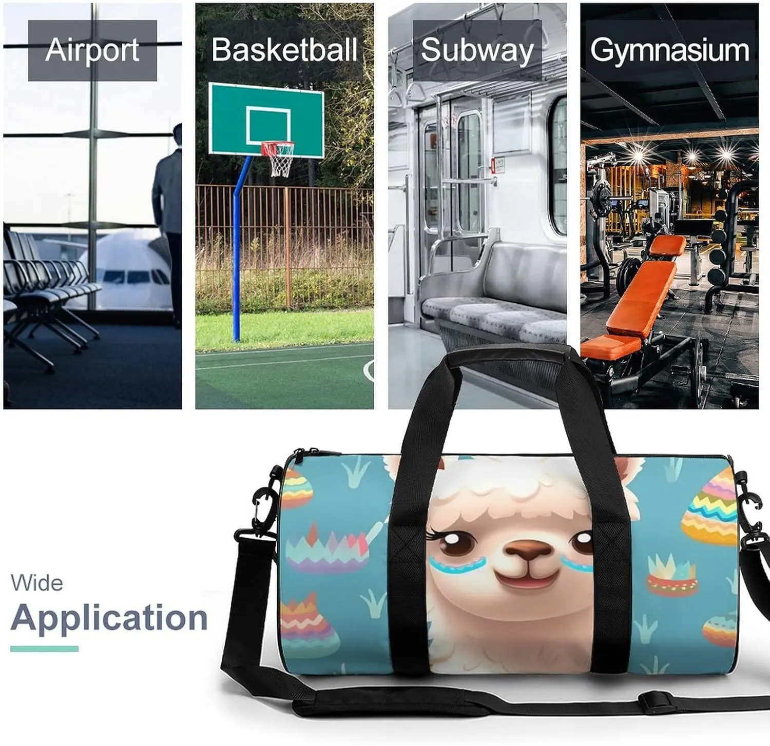 Gym Bag for Men Women Alpaca Patterm Duffel Bag Overnight Bag with Compartment Gym Sackpac