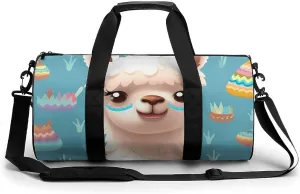 Gym Bag for Men Women Alpaca Patterm Duffel Bag Overnight Bag with Compartment Gym Sackpac
