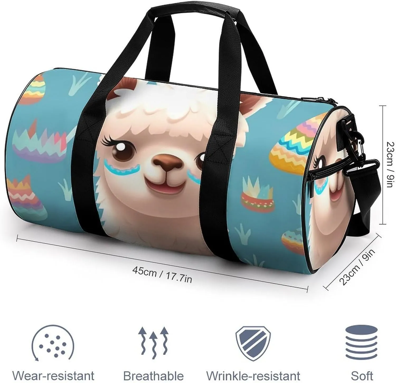 Gym Bag for Men Women Alpaca Patterm Duffel Bag Overnight Bag with Compartment Gym Sackpac