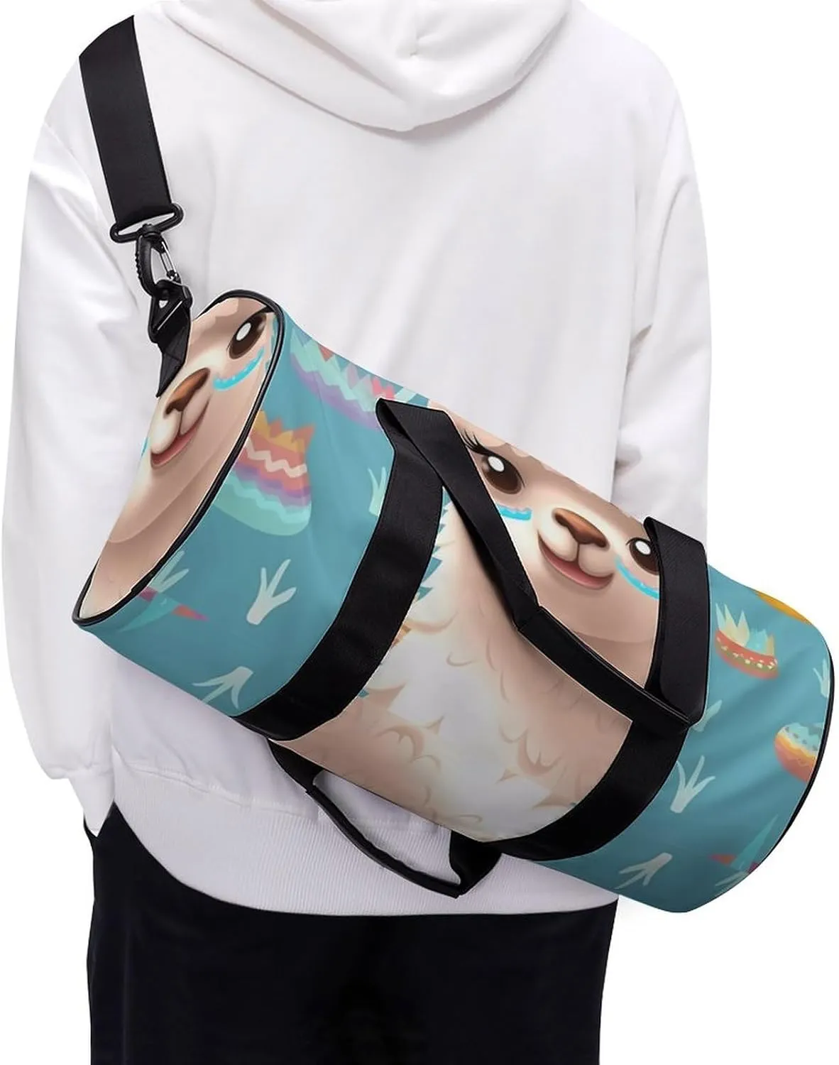 Gym Bag for Men Women Alpaca Patterm Duffel Bag Overnight Bag with Compartment Gym Sackpac