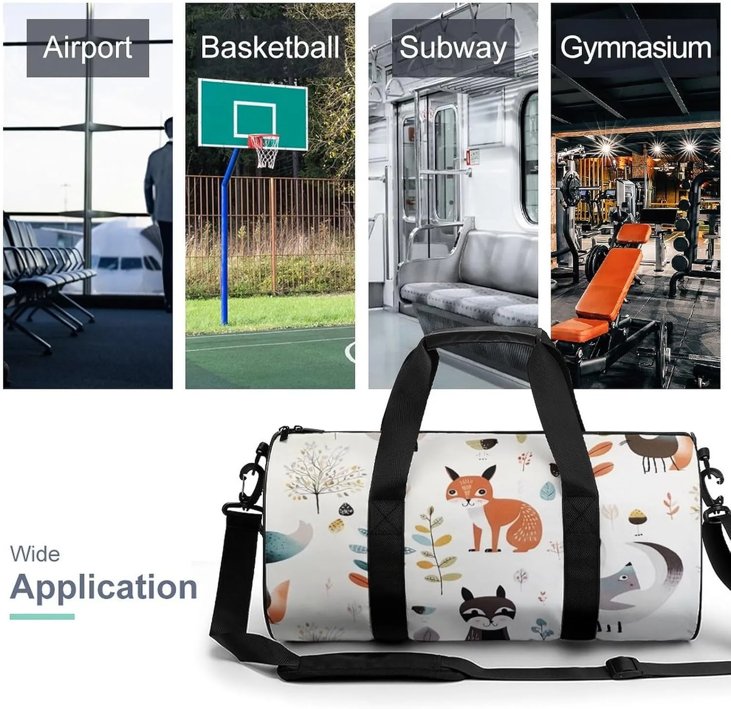 Gym Bag for Men Women Animal Picture Duffel Bag Overnight Bag with Compartment Gym Sackpac