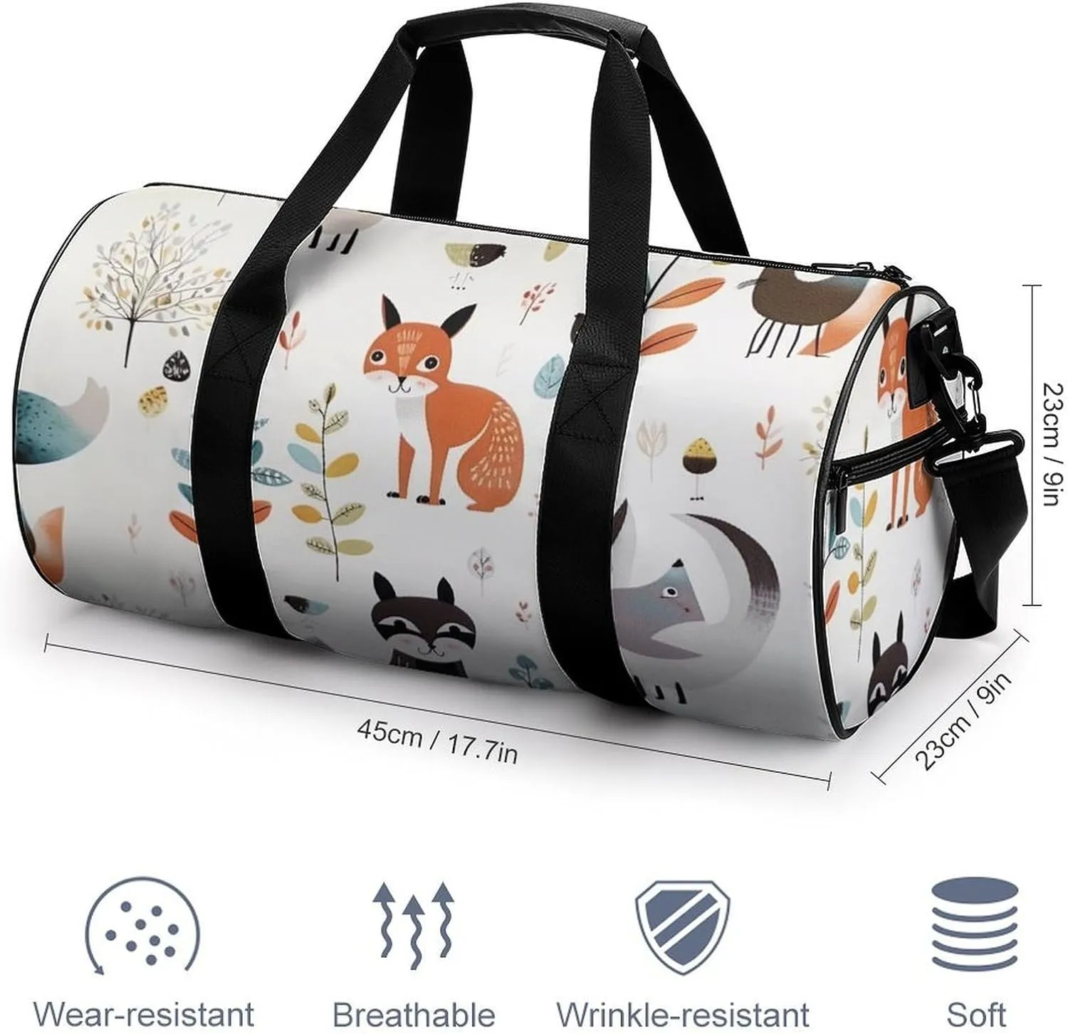Gym Bag for Men Women Animal Picture Duffel Bag Overnight Bag with Compartment Gym Sackpac