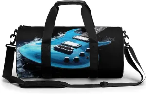 Gym Bag for Men Women Blue Guitar Duffel Bag Overnight Bag with Compartment Gym Sackpac