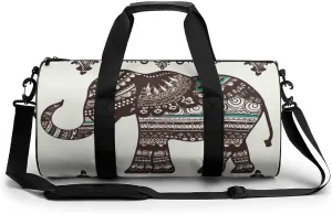 Gym Bag for Men Women Bohemian Elephant Pattern Duffel Bag Overnight Bag with Compartment Gym Sackpac
