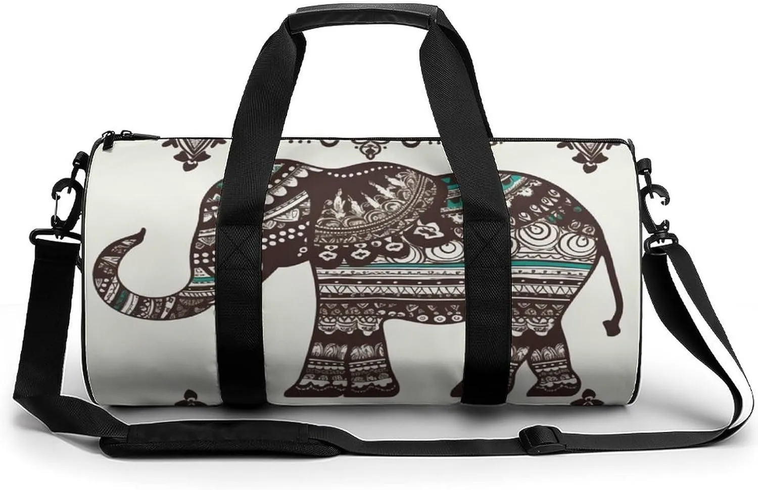 Gym Bag for Men Women Bohemian Elephant Pattern Duffel Bag Overnight Bag with Compartment Gym Sackpac