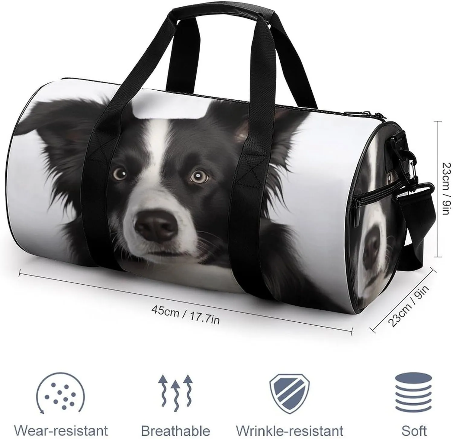 Gym Bag for Men Women Border Collie Duffel Bag Overnight Bag with Compartment Gym Sackpac