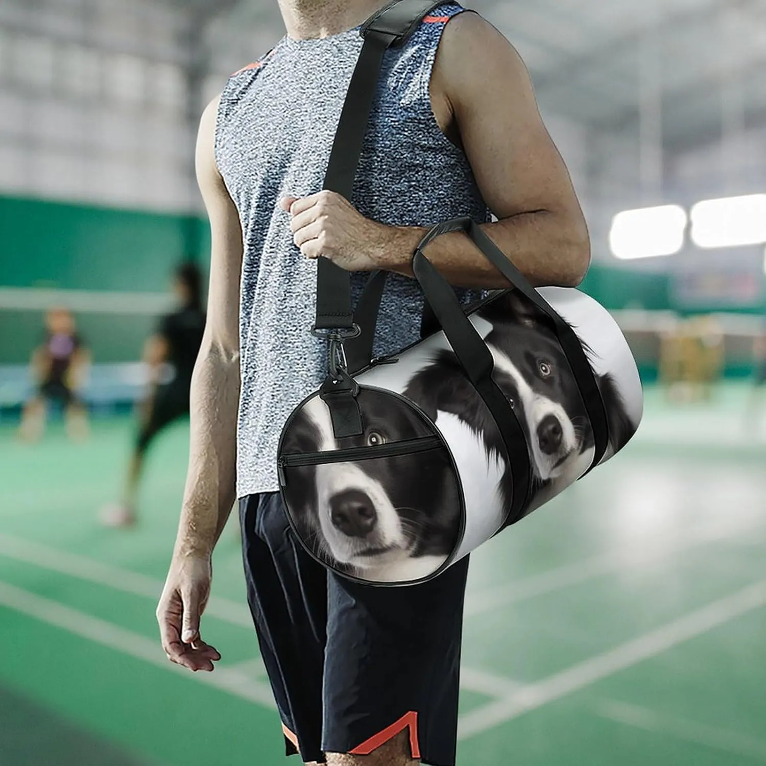 Gym Bag for Men Women Border Collie Duffel Bag Overnight Bag with Compartment Gym Sackpac