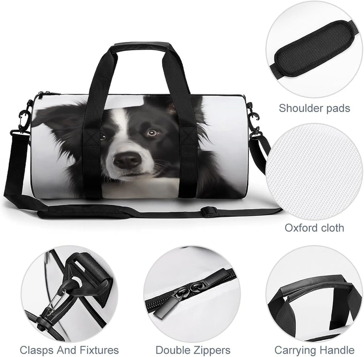 Gym Bag for Men Women Border Collie Duffel Bag Overnight Bag with Compartment Gym Sackpac