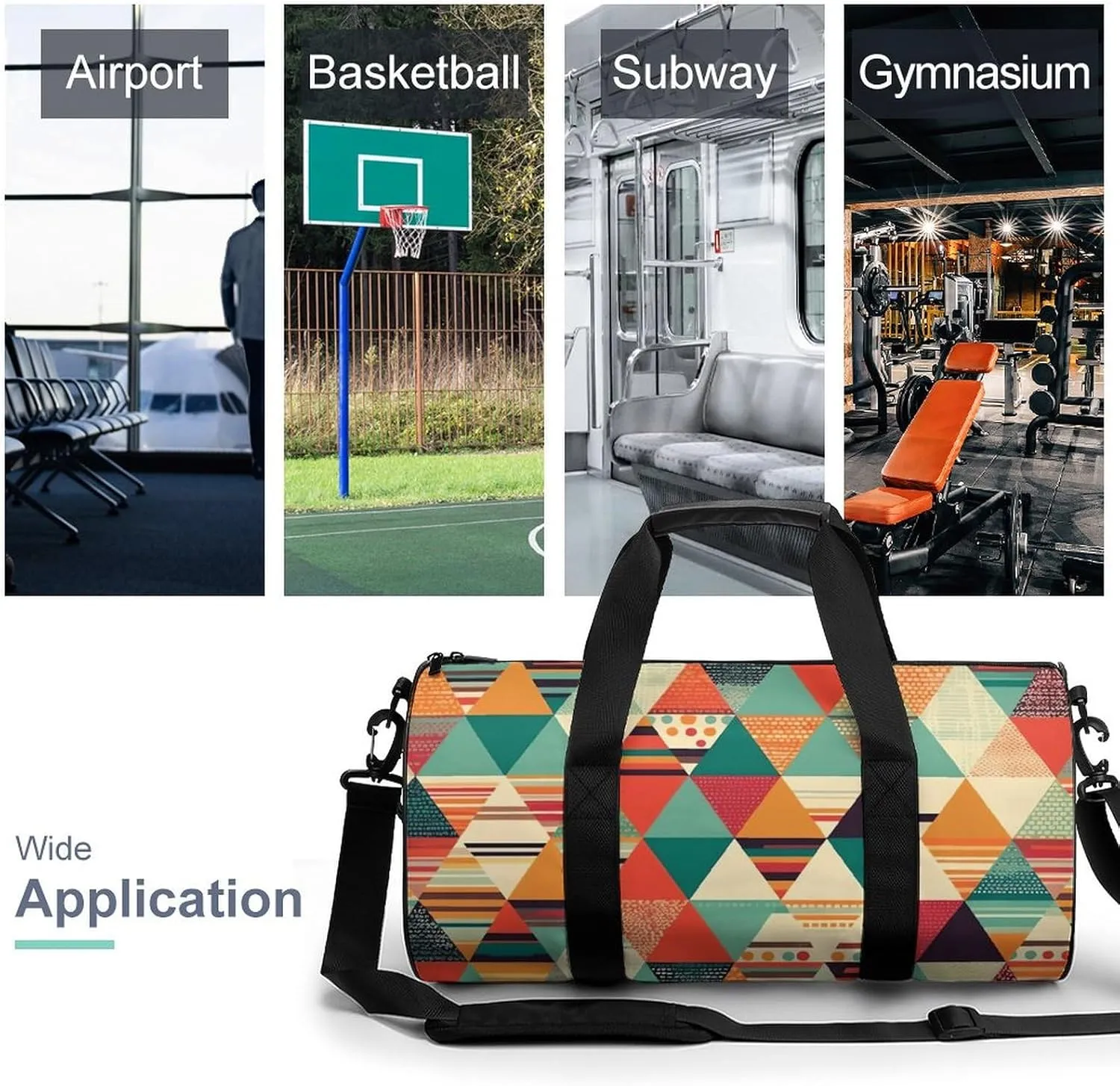 Gym Bag for Men Women Bright Colors And Stripes Duffel Bag Overnight Bag with Compartment Gym Sackpac