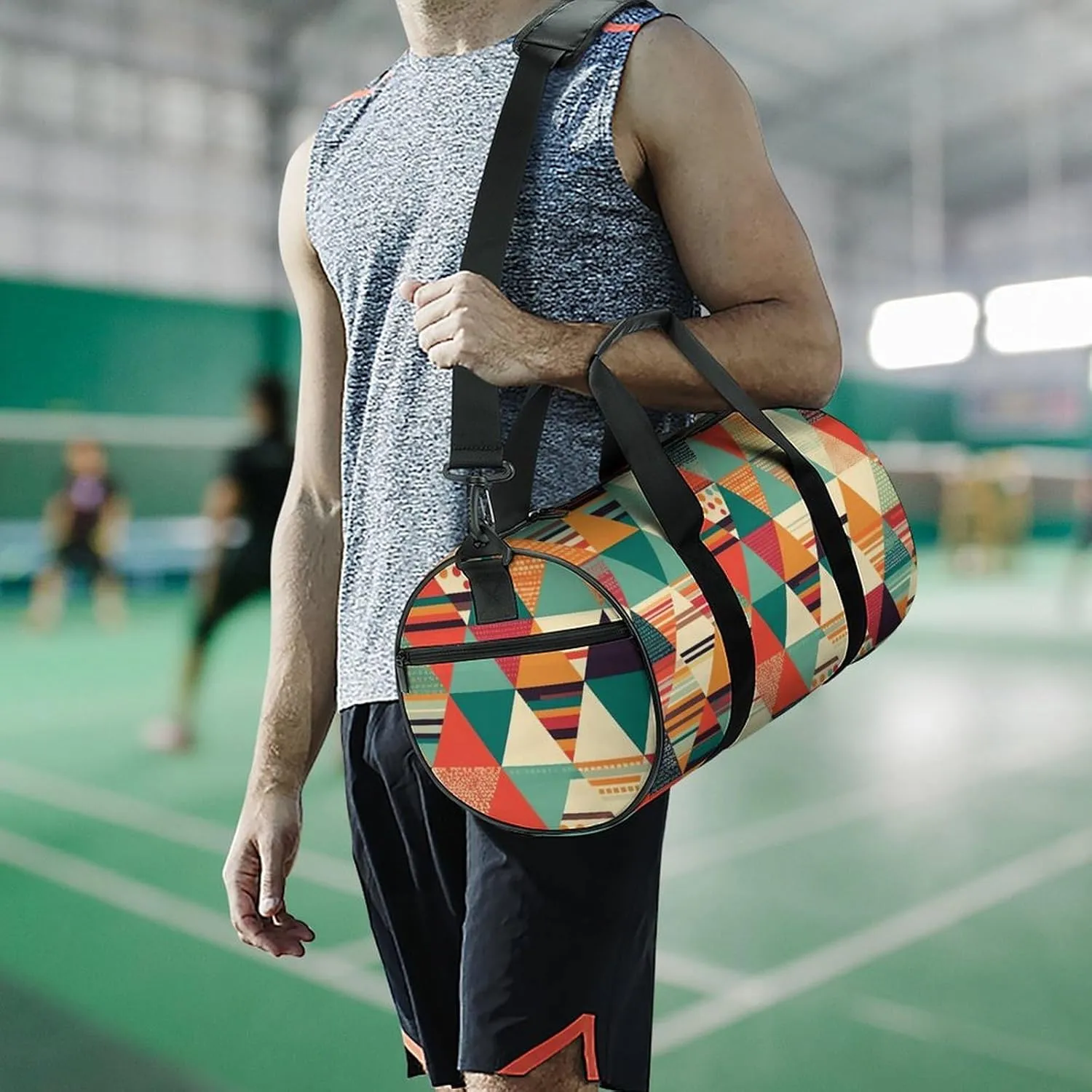 Gym Bag for Men Women Bright Colors And Stripes Duffel Bag Overnight Bag with Compartment Gym Sackpac