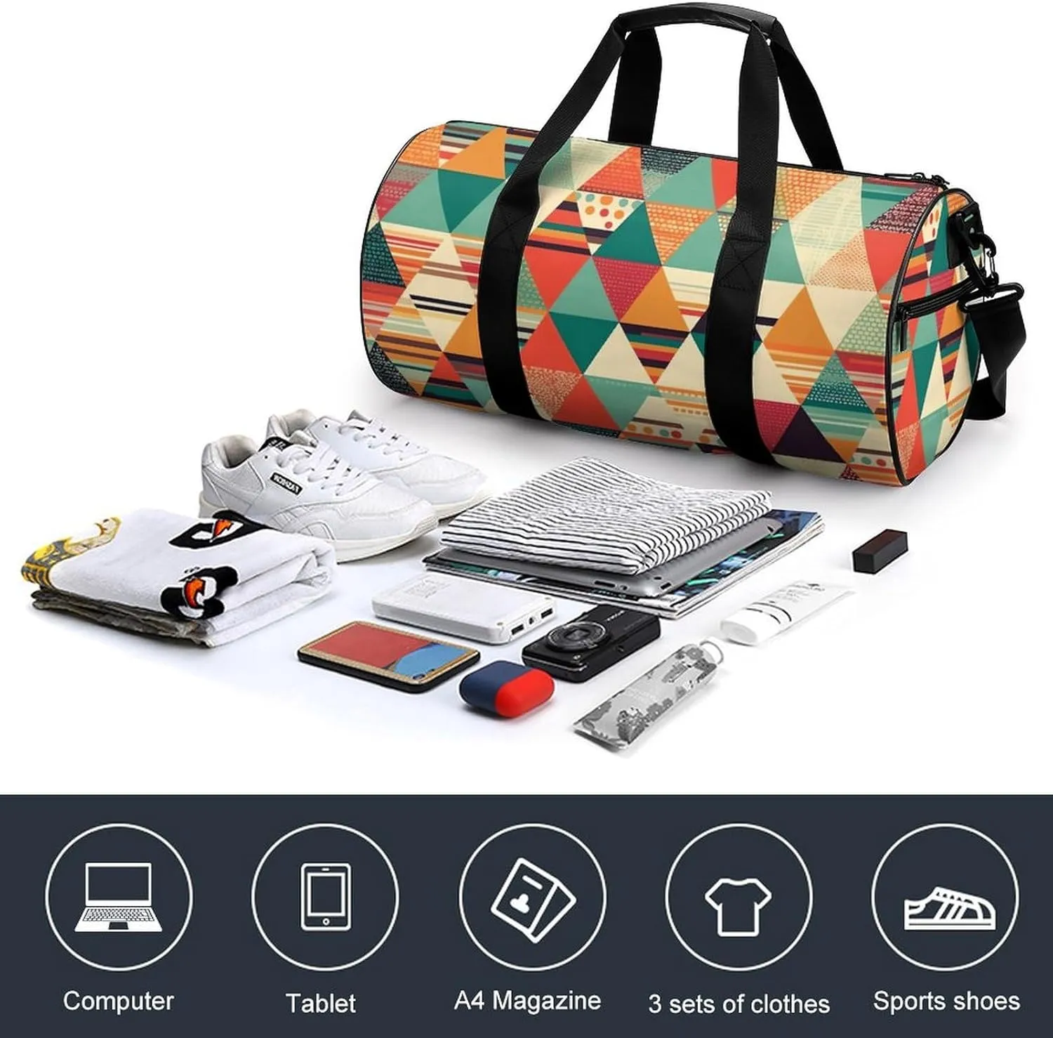Gym Bag for Men Women Bright Colors And Stripes Duffel Bag Overnight Bag with Compartment Gym Sackpac
