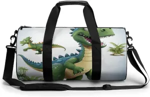 Gym Bag for Men Women Cartoon Dinosaur Images Duffel Bag Overnight Bag with Compartment Gym Sackpac