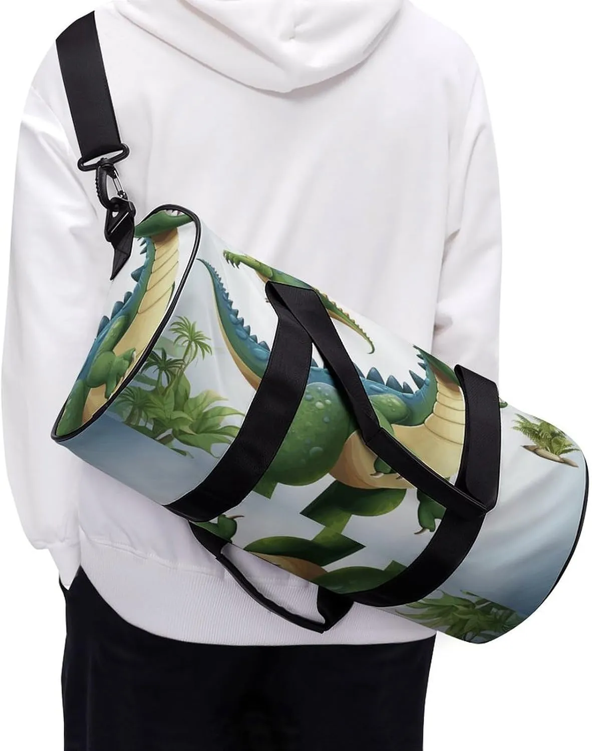 Gym Bag for Men Women Cartoon Dinosaur Images Duffel Bag Overnight Bag with Compartment Gym Sackpac