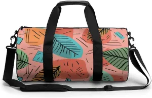 Gym Bag for Men Women Cartoon Style Leaves Duffel Bag Overnight Bag with Compartment Gym Sackpac