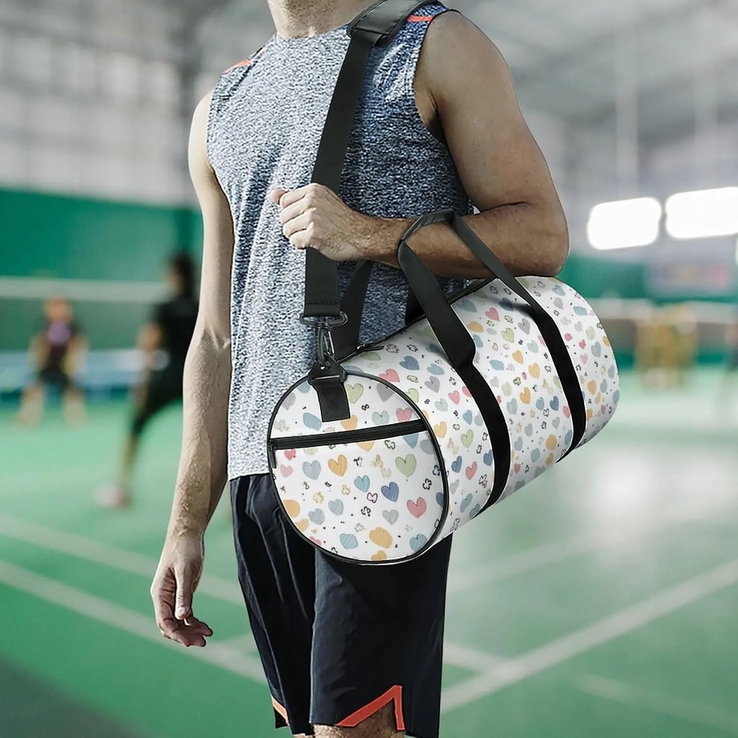 Gym Bag for Men Women Contains Many Hearts Duffel Bag Overnight Bag with Compartment Gym Sackpac