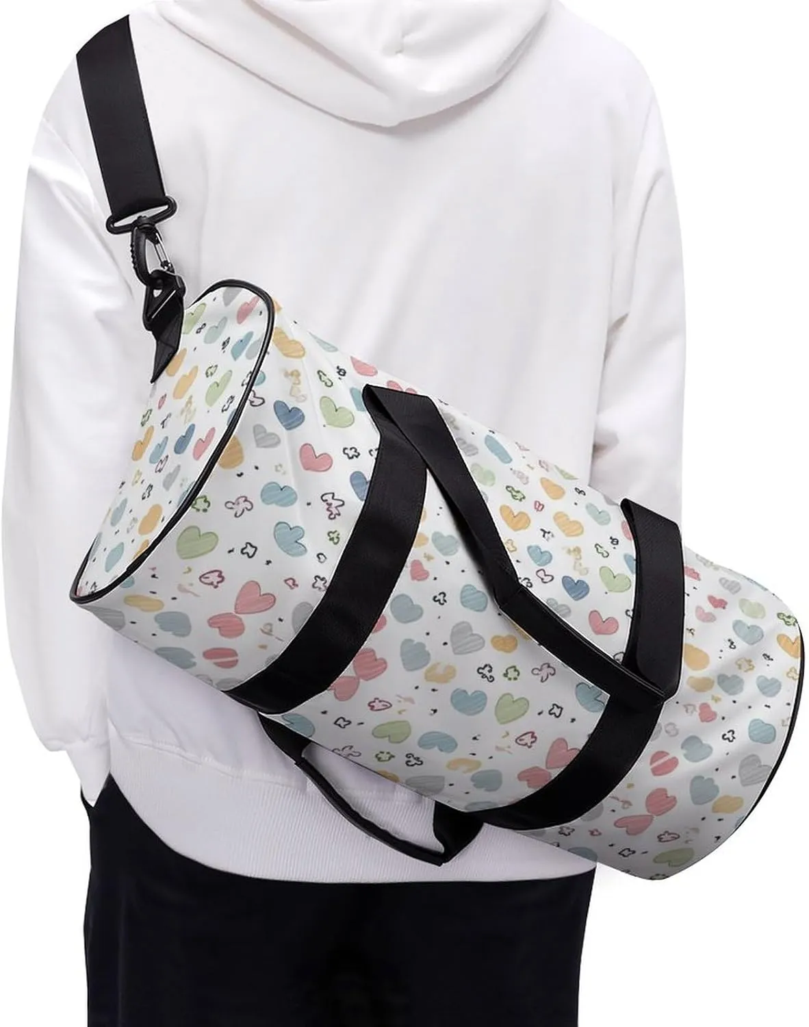 Gym Bag for Men Women Contains Many Hearts Duffel Bag Overnight Bag with Compartment Gym Sackpac