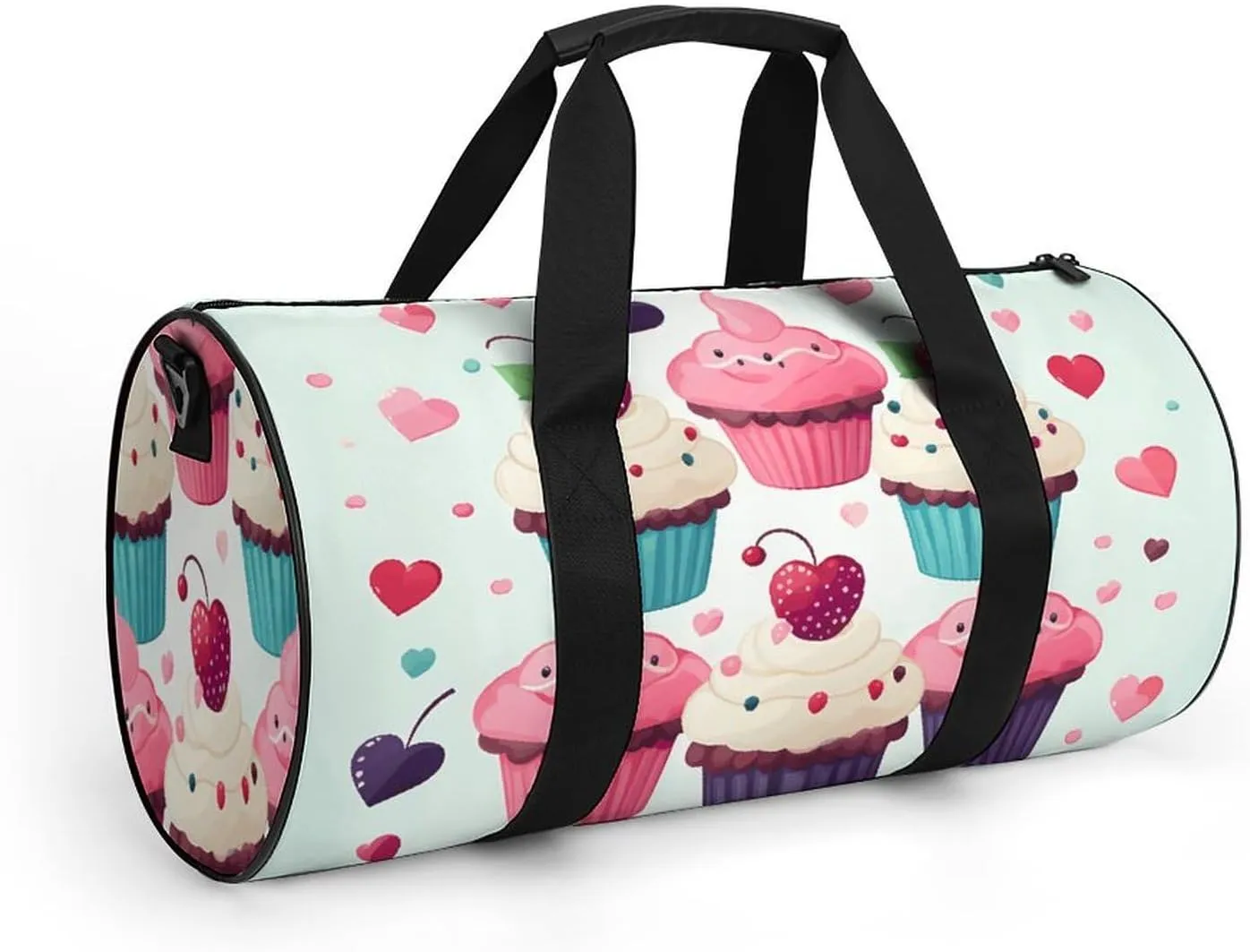 Gym Bag for Men Women Cupcake Candy Hearts Sweet Duffel Bag Overnight Bag with Compartment Gym Sackpac