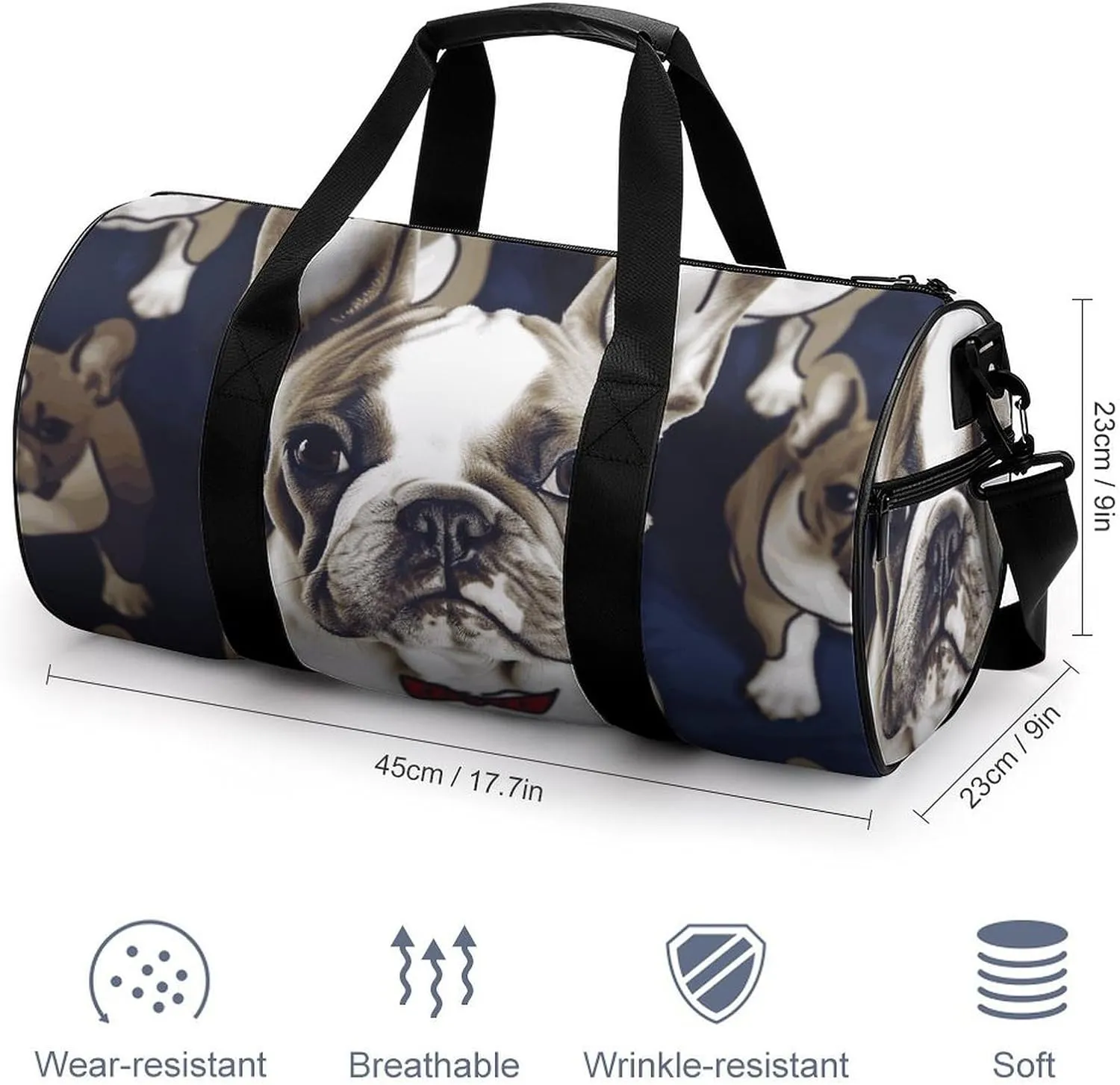 Gym Bag for Men Women Cute French Bulldog Duffel Bag Overnight Bag with Compartment Gym Sackpac