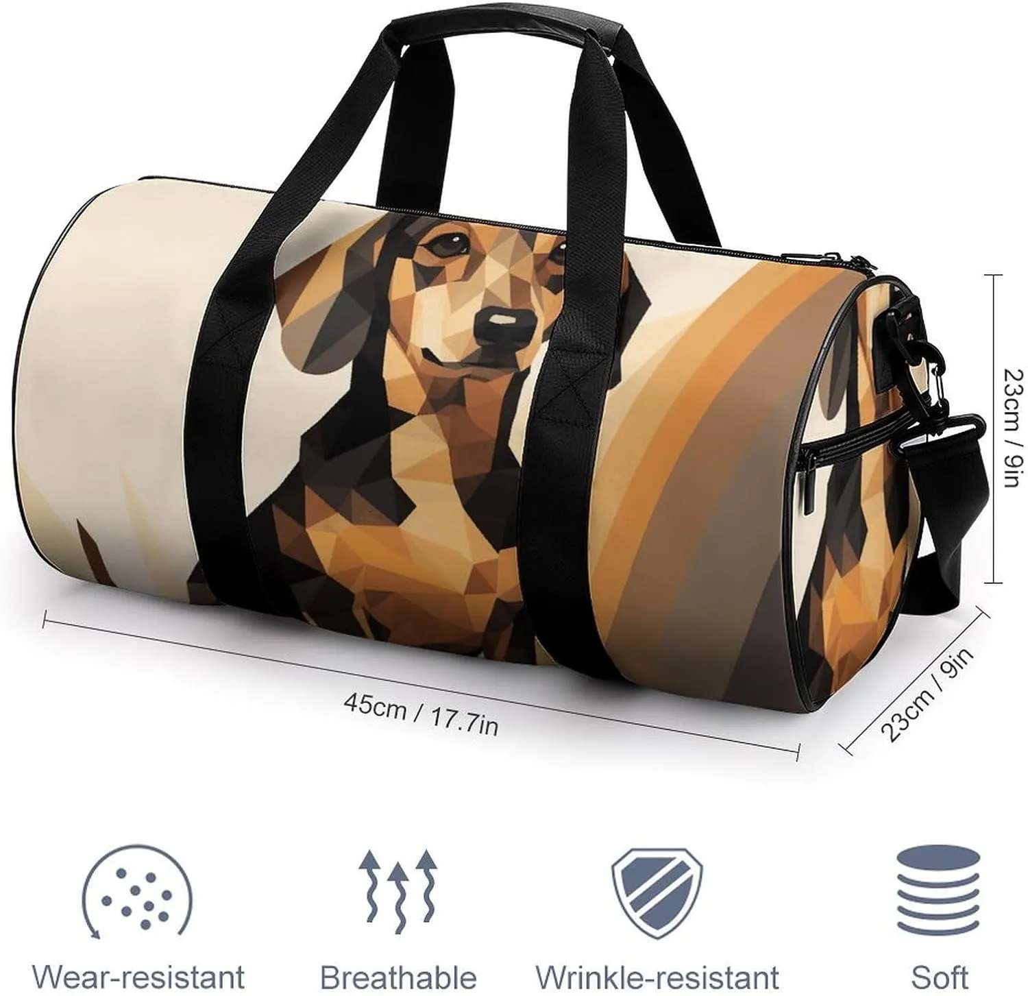 Gym Bag for Men Women Dachshund Illustration Duffel Bag Overnight Bag with Compartment Gym Sackpac