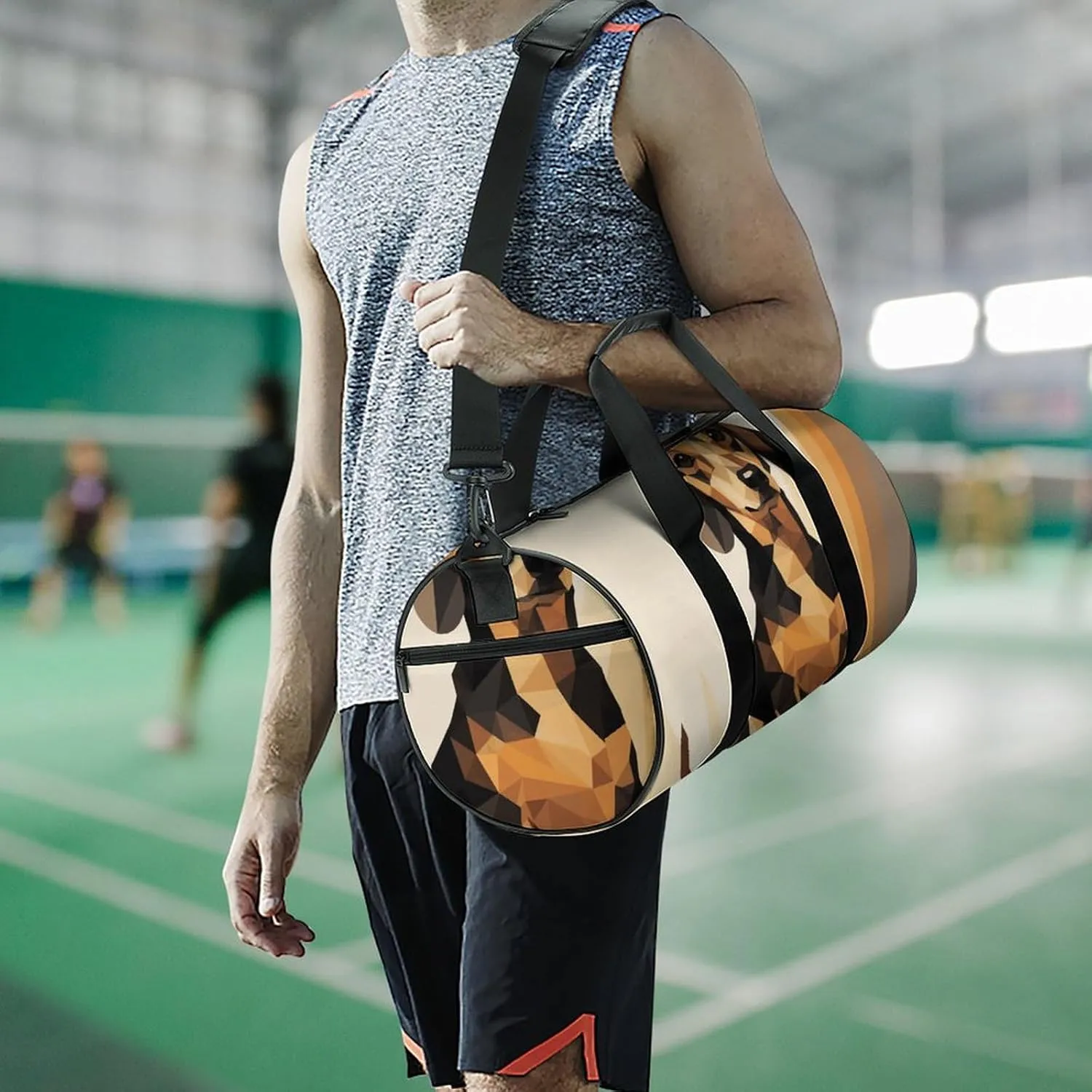 Gym Bag for Men Women Dachshund Illustration Duffel Bag Overnight Bag with Compartment Gym Sackpac