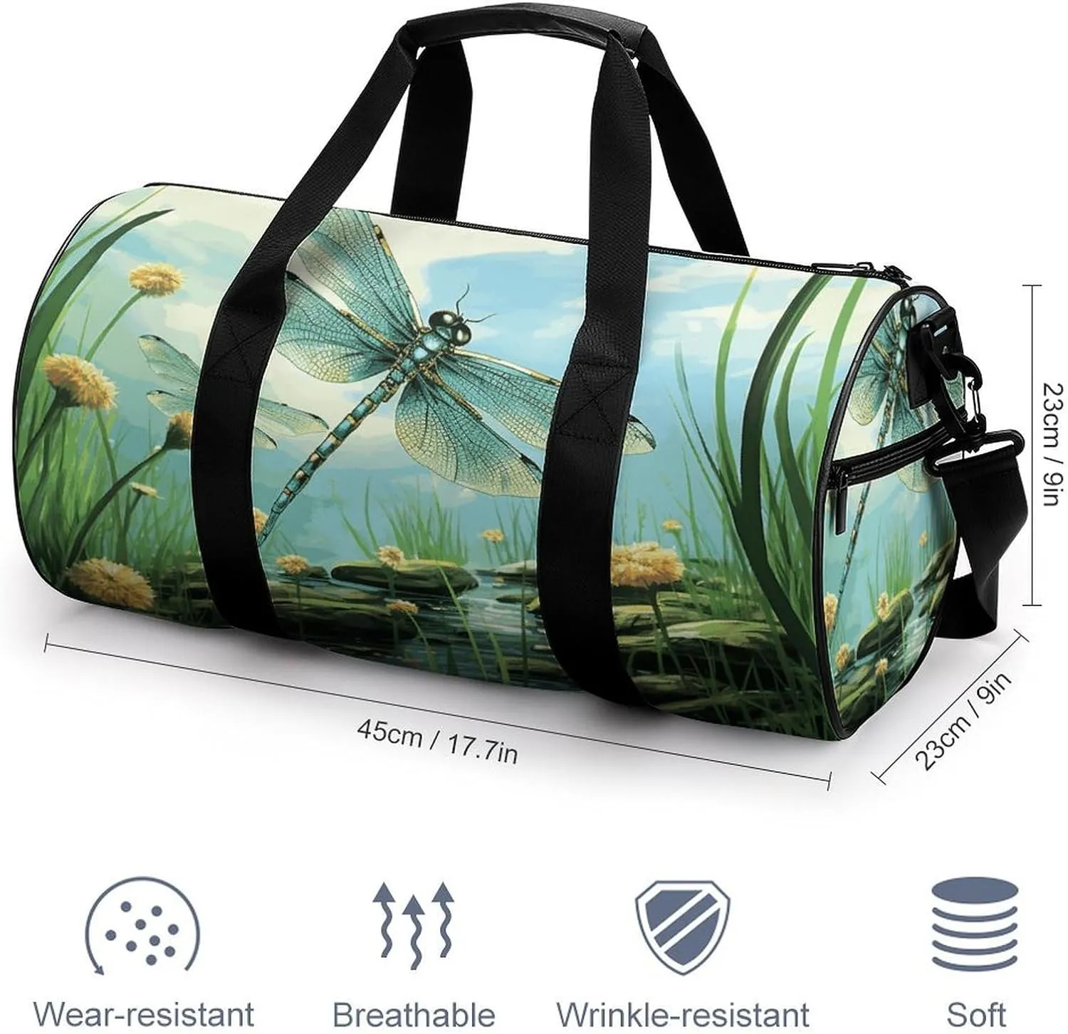 Gym Bag for Men Women Dragonflies in Flight Duffel Bag Overnight Bag with Compartment Gym Sackpac